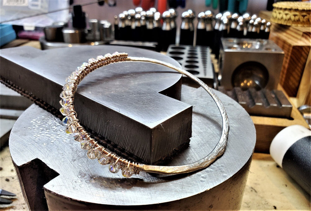 AMD1235Handmade Two Metal Bangle - Silver Copper Swarovski CrystalJewelryBracelet$ 114.00Alexa Martha Designs