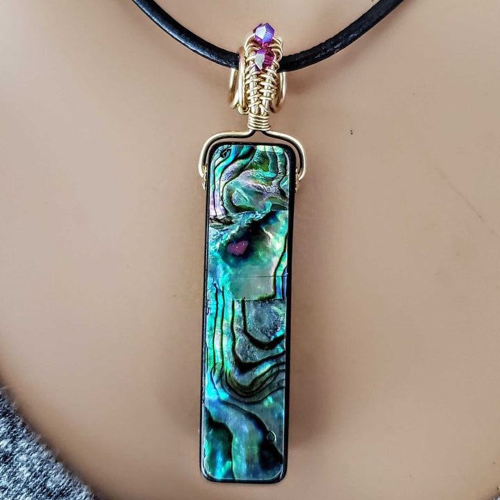 AMD1174Handmade Wire Wrapped Abalone Shell Necklace Multi ColoredJewelryNecklaces$ 83.00Alexa Martha Designs