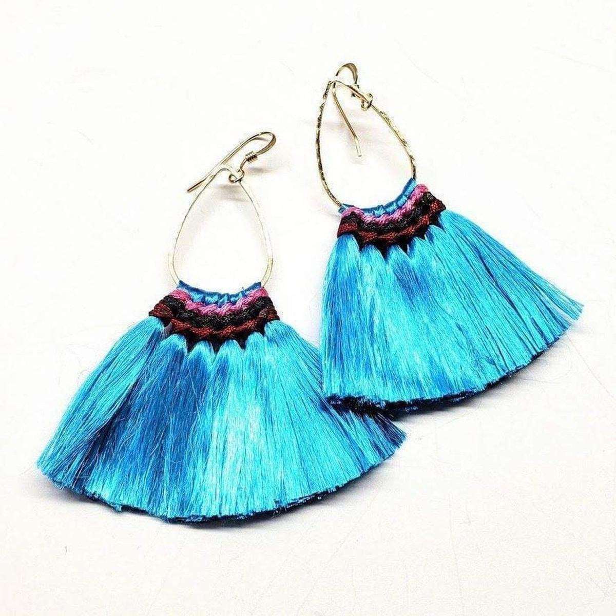 Fan tassel hoop earrings store