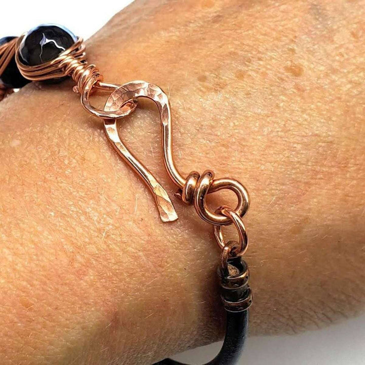 Herringbone Wire Wrap Child Abuse Prevention Half Cuff Ribbon Bracelet - Bracelet - Alexa Martha Designs   
