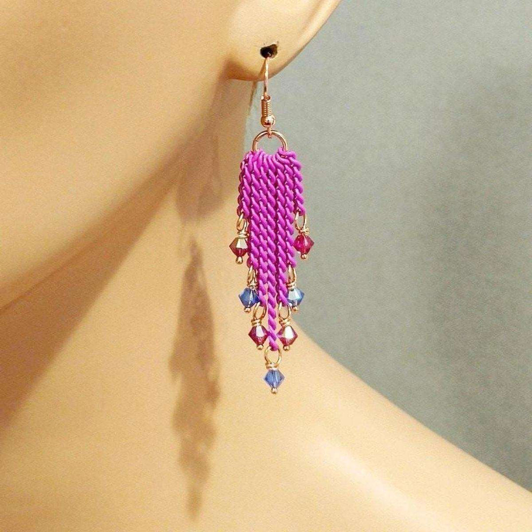 AMD1066Hot Pink Tassel Crystal Earrings - Statement ChainJewelryEarrings$ 89.00Alexa Martha Designs