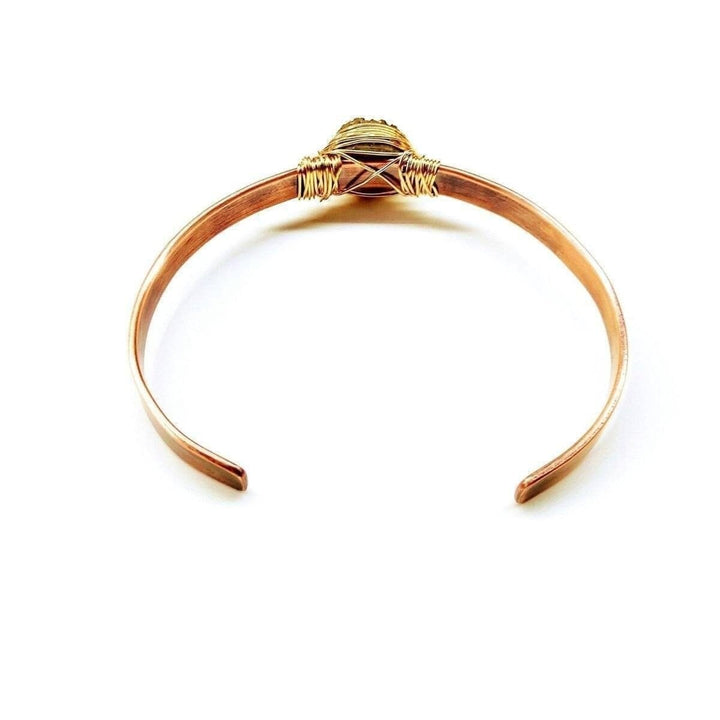 AMD1142LOVE Stamped Gold Wire Wrapped Purple Druzy Copper Cuff JewelryBracelet$ 64.00Alexa Martha Designs