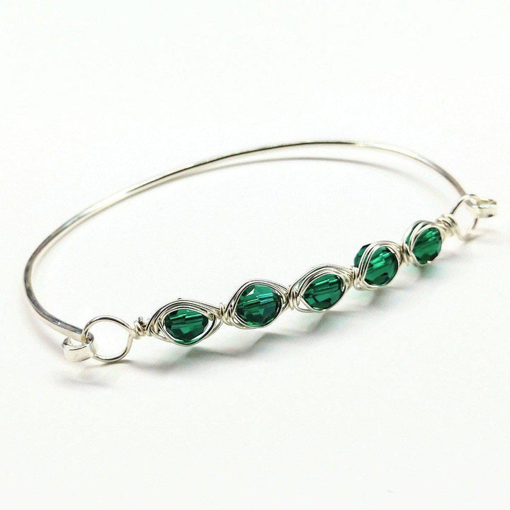 AMD1147-12 Large Wire Wrapped Silver Crystal Bar Bangle BraceletJewelryBracelet$ 56.00Alexa Martha Designs