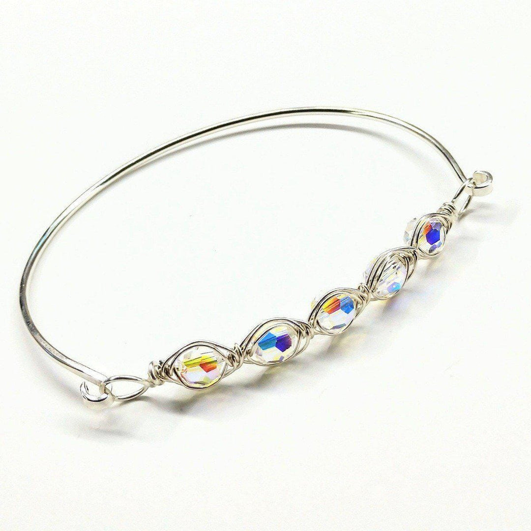 AMD1147-13 Large Wire Wrapped Silver Crystal Bar Bangle BraceletJewelryBracelet$ 56.00Alexa Martha Designs
