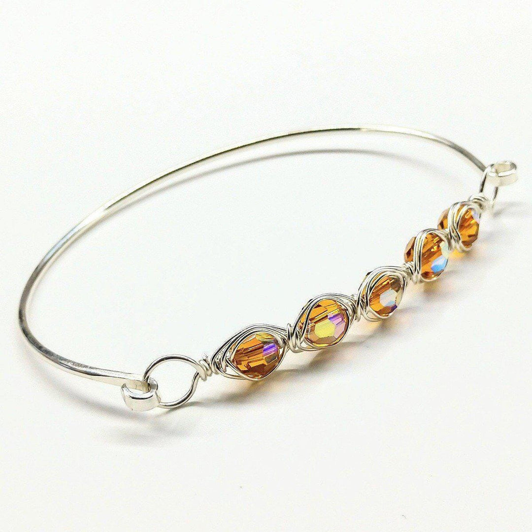 AMD1147-9 Large Wire Wrapped Silver Crystal Bar Bangle BraceletJewelryBracelet$ 56.00Alexa Martha Designs