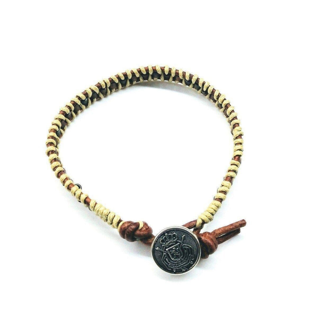 AMD1014Two Tone Leather Wrap Seed Bead Button Bracelet JewelryBracelet$ 52.00Alexa Martha Designs