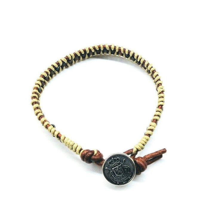 AMD1014Two Tone Leather Wrap Seed Bead Button Bracelet JewelryBracelet$ 52.00Alexa Martha Designs