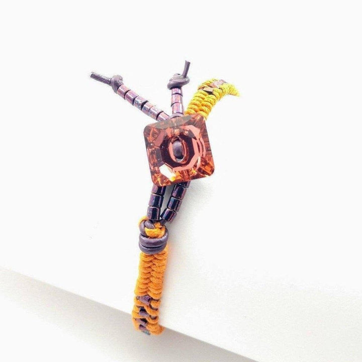 AMD1178Orange Purple Bead Braided Crystal Shank Button Bracelet JewelryBracelet$ 65.00Alexa Martha Designs