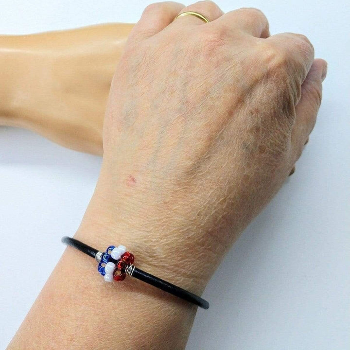 AMD1151-2Gender Neutral Beaded Leather Patriotic BraceletJewelryBracelet$ 42.00Alexa Martha Designs
