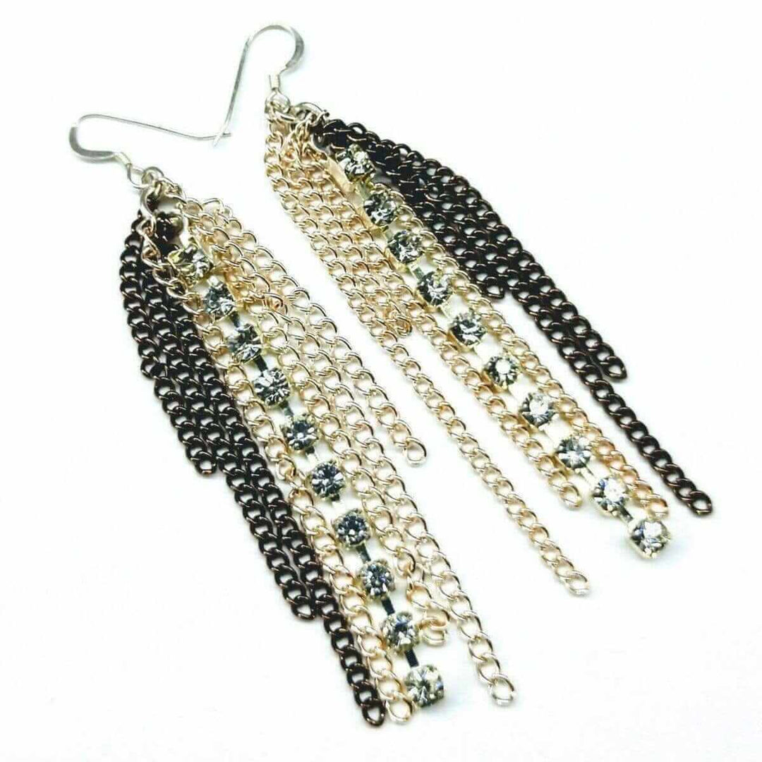 AMD1167 Rhinestone Crystal Chain Fringe Earrings AlexaJewelryEarrings$ 75.00Alexa Martha Designs