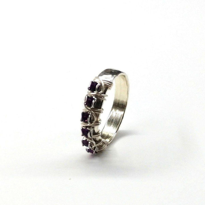 AMD1134Sterling Silver Hammered Amethyst Rhinestone Bling Ring JewelryRing$ 71.00Alexa Martha Designs