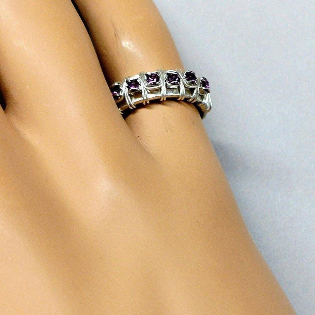 AMD1134Sterling Silver Hammered Amethyst Rhinestone Bling Ring JewelryRing$ 71.00Alexa Martha Designs