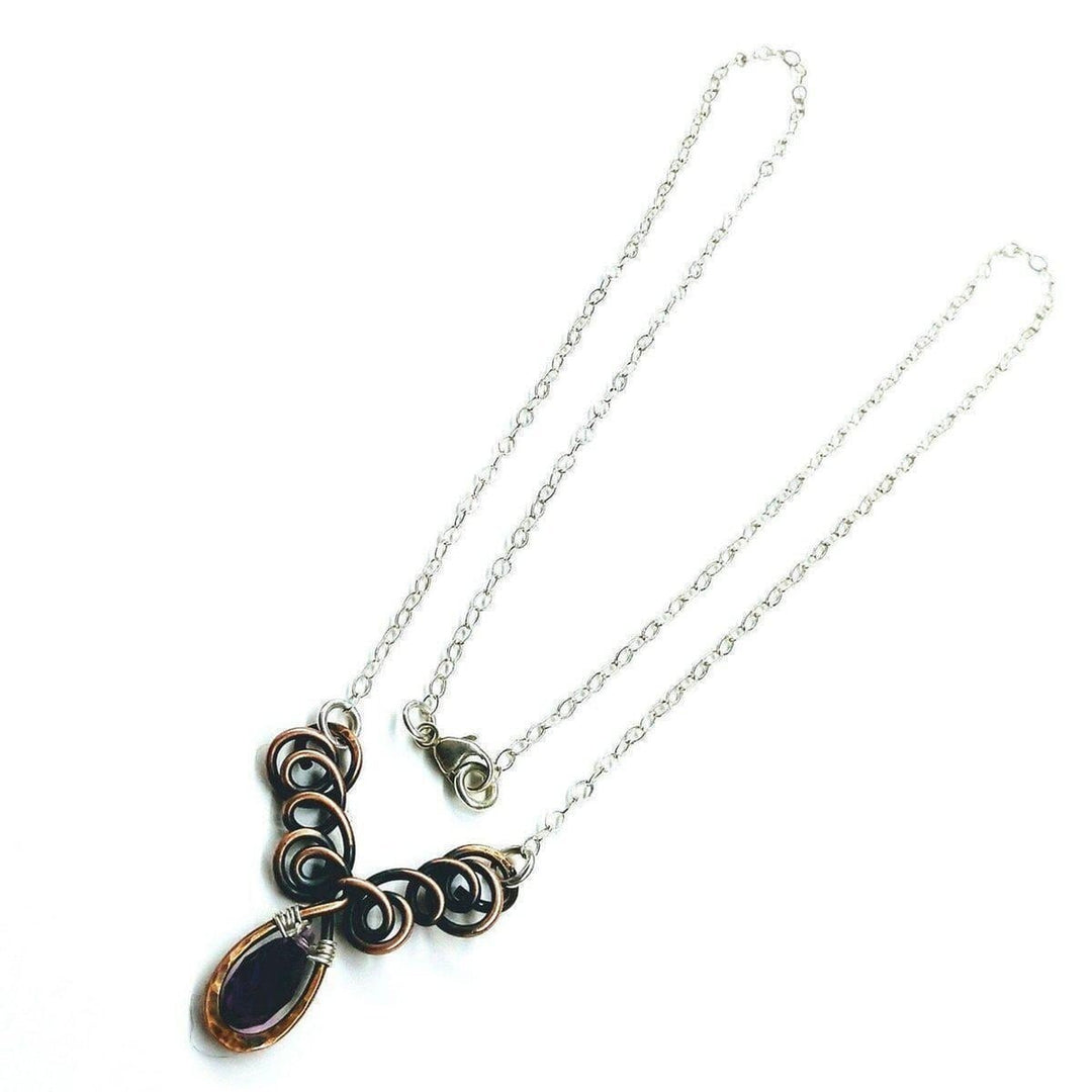 AMD1048Sterling Silver and Copper Wire Sculpted Amethyst Crystal Drop Necklace JewelryNecklace$ 42.00Alexa Martha Designs