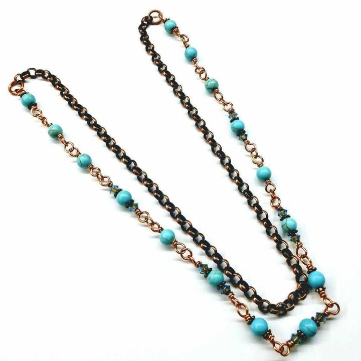AMD106524 inches Wire Wrapped Chinese Turquoise Crystal Gemstone Necklace JewelryNecklace$ 60.00Alexa Martha Designs