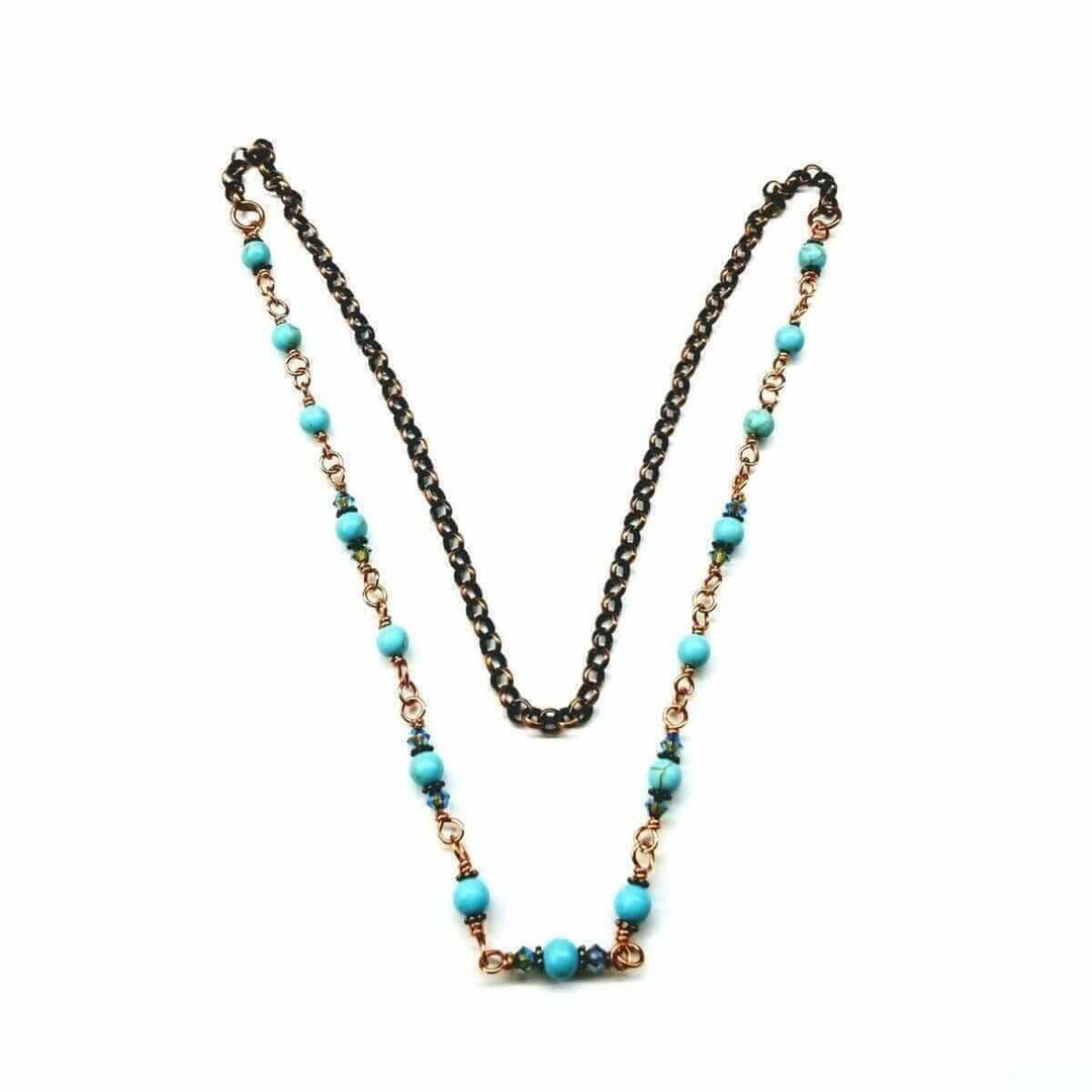 AMD106524 inches Wire Wrapped Chinese Turquoise Crystal Gemstone Necklace JewelryNecklace$ 60.00Alexa Martha Designs