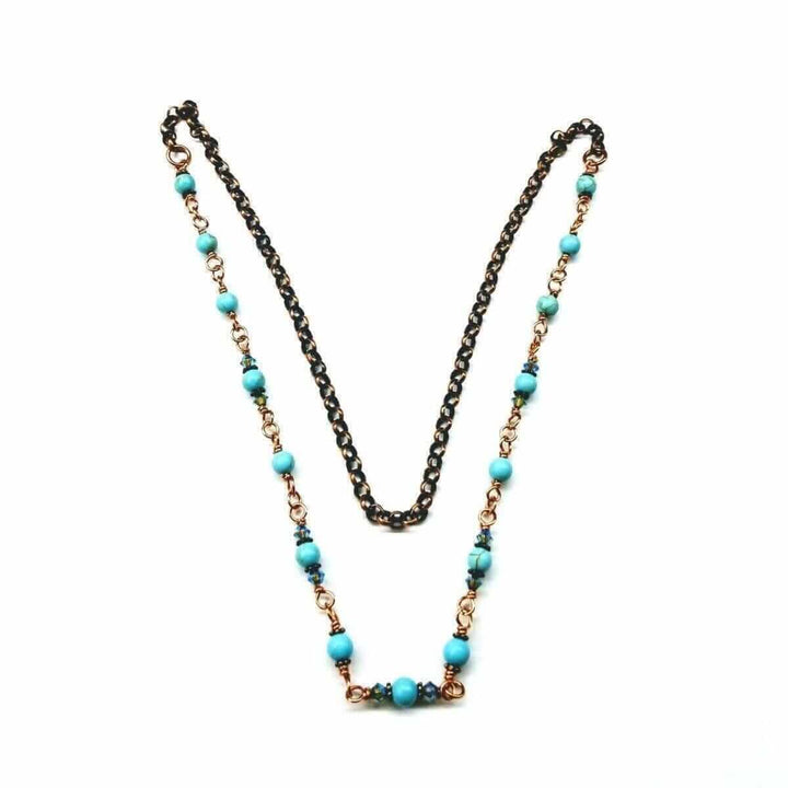 AMD106524 inches Wire Wrapped Chinese Turquoise Crystal Gemstone Necklace JewelryNecklace$ 60.00Alexa Martha Designs