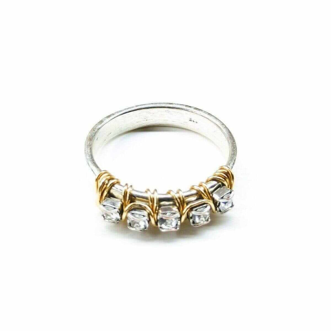 AMD1181Gold Filled Wire Wrap Silver Hammered Crystal AB Bling RingJewelryRing$ 64.00Alexa Martha Designs