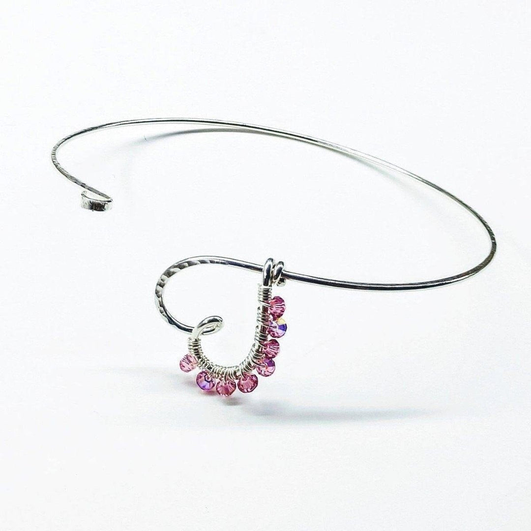 AMD1204 Pink Crystal Wire Wrapped Heart Bangle in SterlingJewelryBracelet$ 71.00Alexa Martha Designs