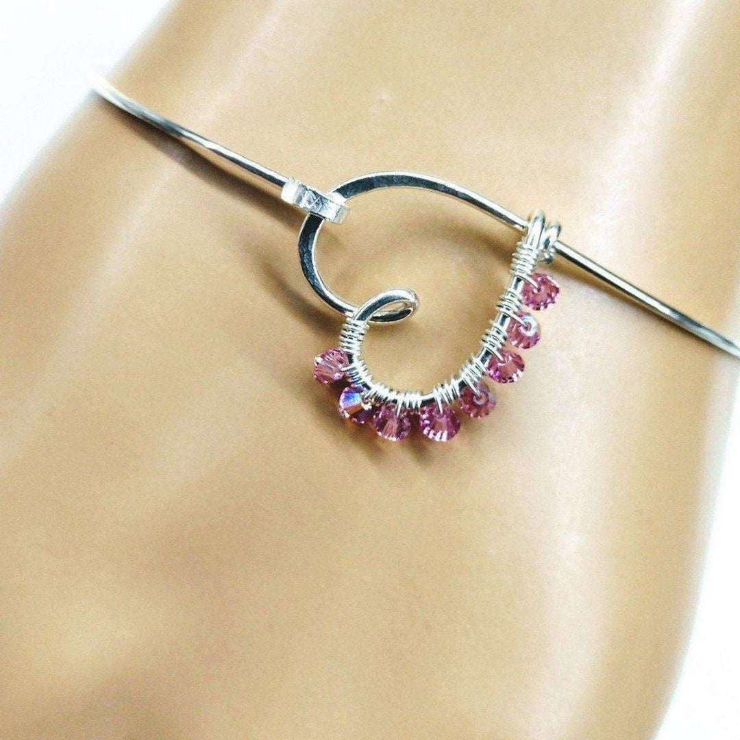 AMD1204 Pink Crystal Wire Wrapped Heart Bangle in SterlingJewelryBracelet$ 71.00Alexa Martha Designs