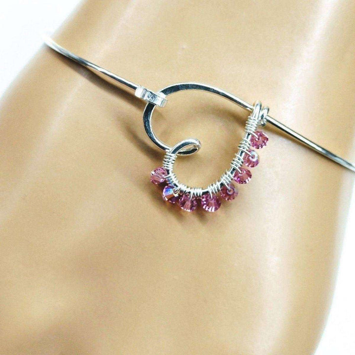 AMD1204 Pink Crystal Wire Wrapped Heart Bangle in SterlingJewelryBracelet$ 71.00Alexa Martha Designs