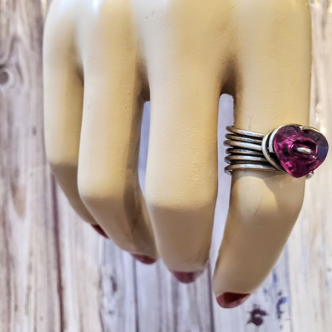 Multi Band Pink Crystal Heart Ring - Ring - Alexa Martha Designs   