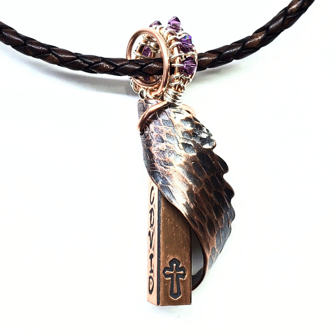 Memorial Birthstone Angelwing Necklace-Limited Special Edition Necklace Alexa Martha Designs Feb. - Amethyst 