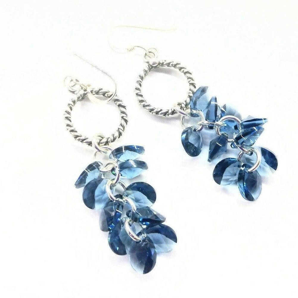 Sterling Silver Denim Blue Crystal Cluster Earrings Earrings Alexa Martha Designs 