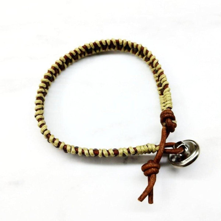 Leather Seed Bead Rattlesnake Tail Weave Bracelet Bracelet Alexa Martha Designs 