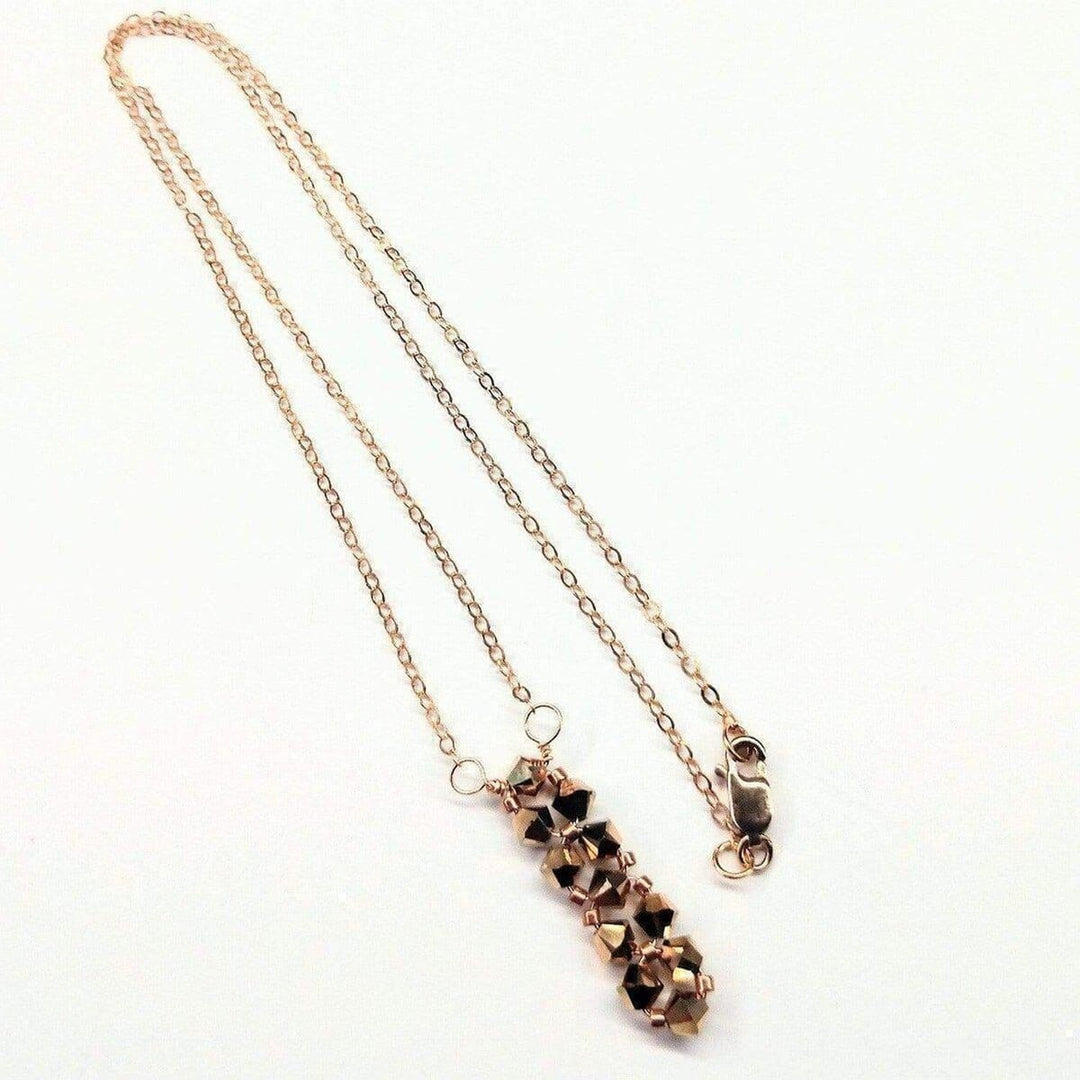 Super Sparkly Vertical Beaded Rose Gold Crystal Bar Necklace -Necklace - Alexa Martha Designs