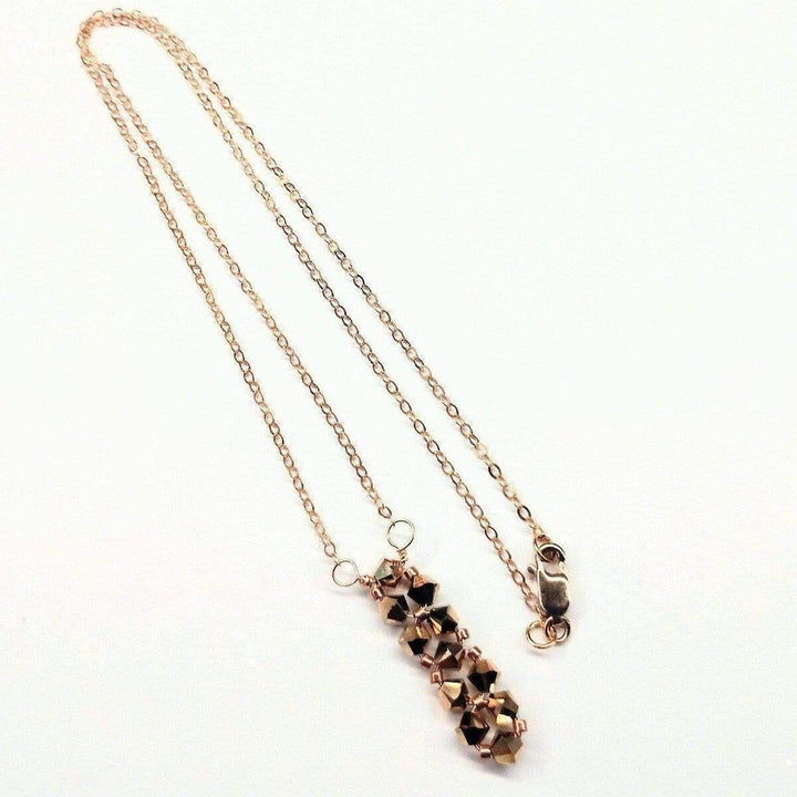 Super Sparkly Crystal Rock Candy Beaded Rose Gold Crystal Bar Necklace - Necklace - Alexa Martha Designs   