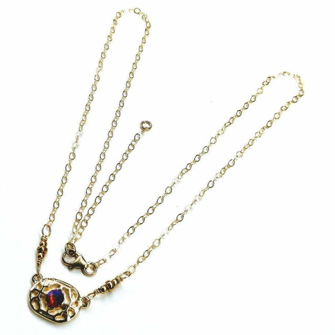 Red Crystal 14 K Gold Filled Adjustable Filigree Choker - Necklaces - Alexa Martha Designs   