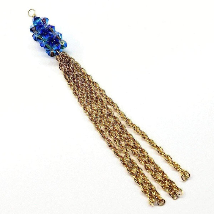 Sparkly Crystal Barrel Gold Filled Tassel Necklace in Selected Colors Necklace Alexa Martha Designs Purple 