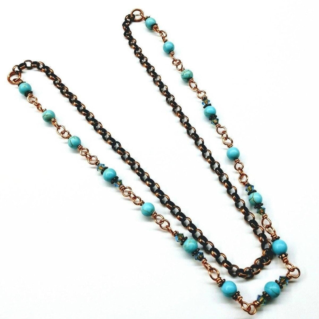 Wire Wrapped 24 Inches Copper Turquoise Necklace - Necklace - Alexa Martha Designs   