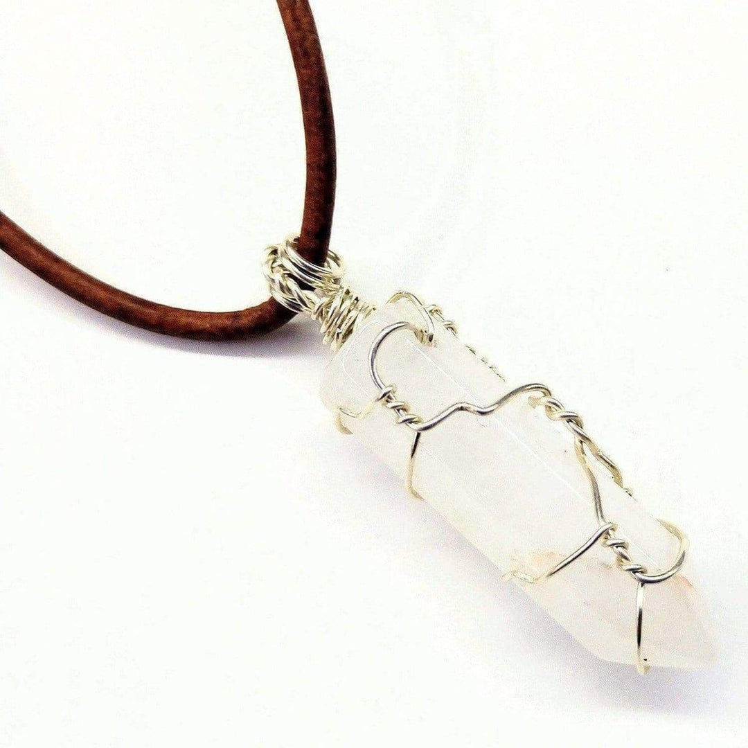 Silver Wire Wrapped Gemstone Crystal Point Pendant -Necklace - Alexa Martha Designs