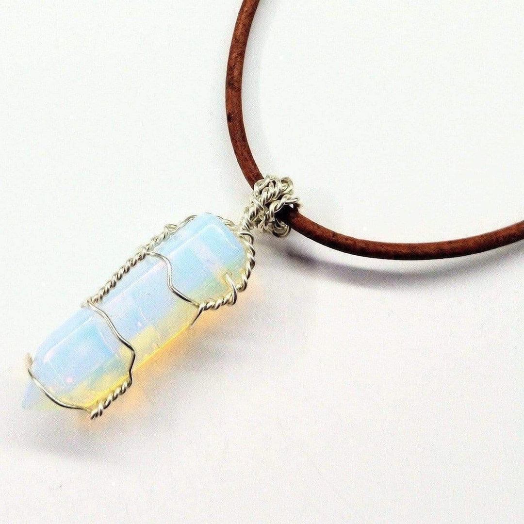 Silver Wire Wrapped Gemstone Crystal Point Pendant Necklace Alexa Martha Designs 