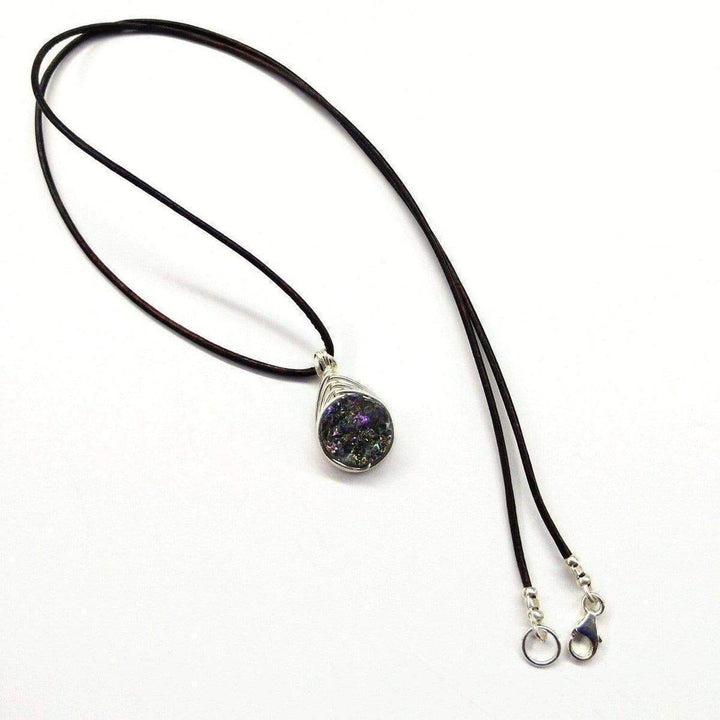 Wire Wrapped Rainbow Druzy Necklace -Necklace - Alexa Martha Designs