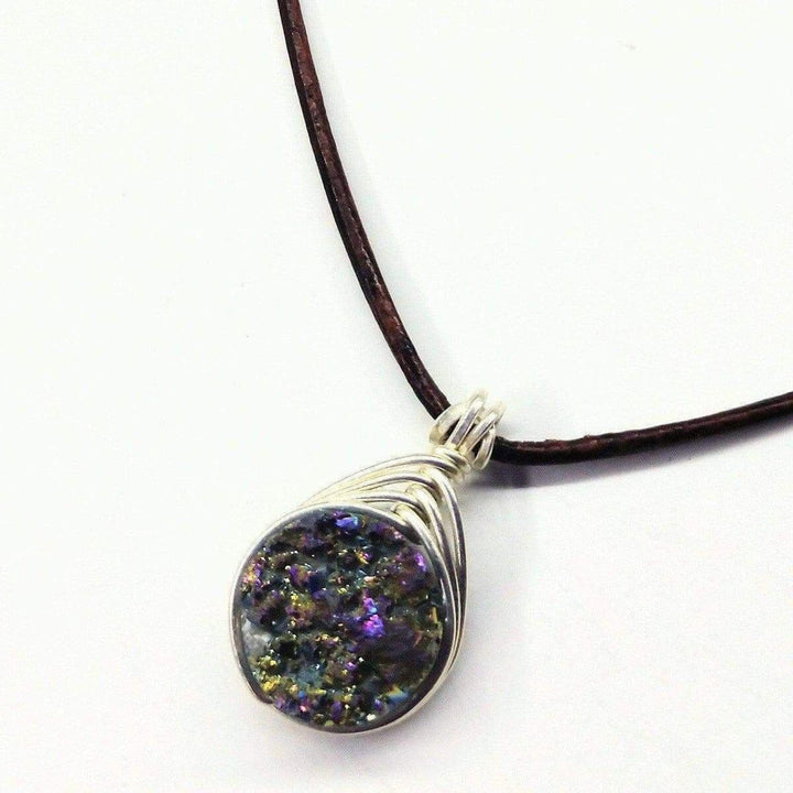 Wire Wrapped Rainbow Druzy Necklace -Necklace - Alexa Martha Designs