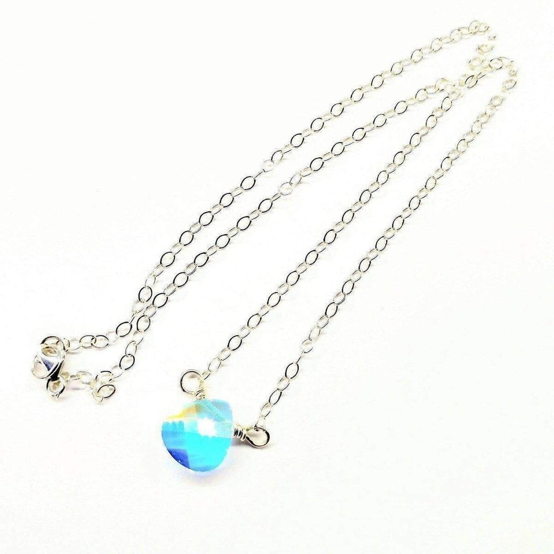 Sterling Silver Wire Wrapped Crystal Briolette Drop Necklace - Necklace - Alexa Martha Designs   