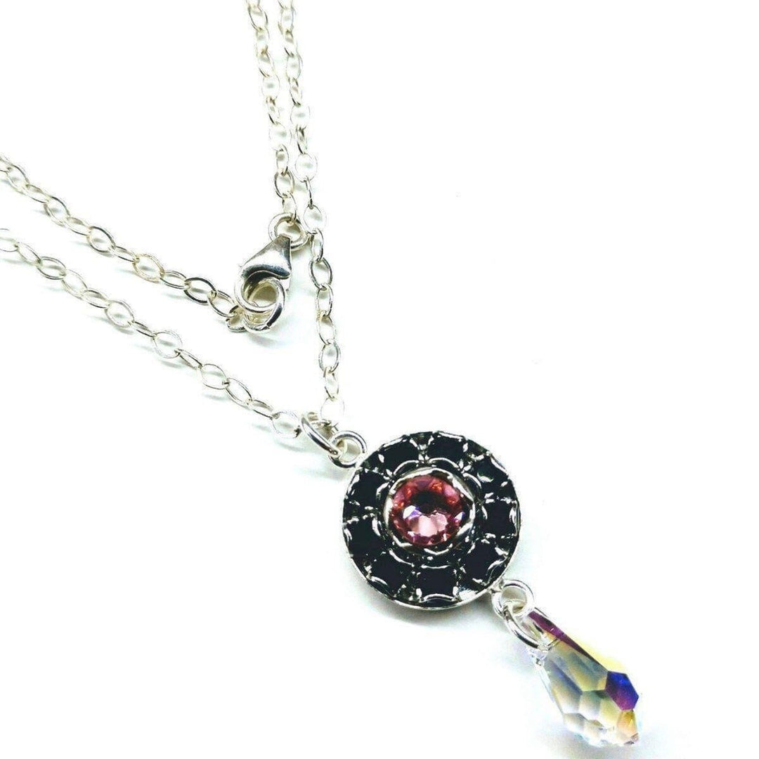 Silver Vintage Style Black Rose Crystal Rhinestone Necklace - Necklaces - Alexa Martha Designs   