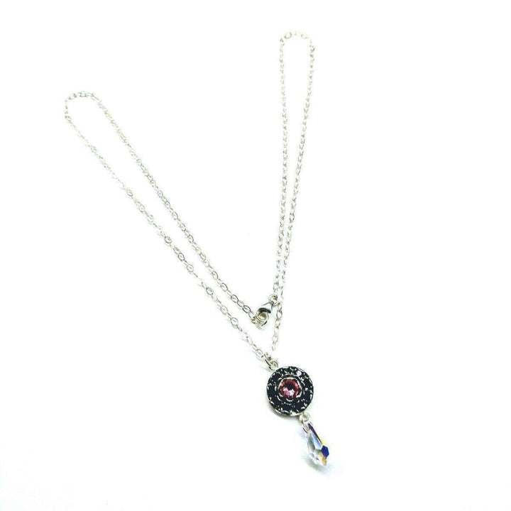 Silver Vintage Style Black Rose Crystal Rhinestone Necklace - Necklaces - Alexa Martha Designs   
