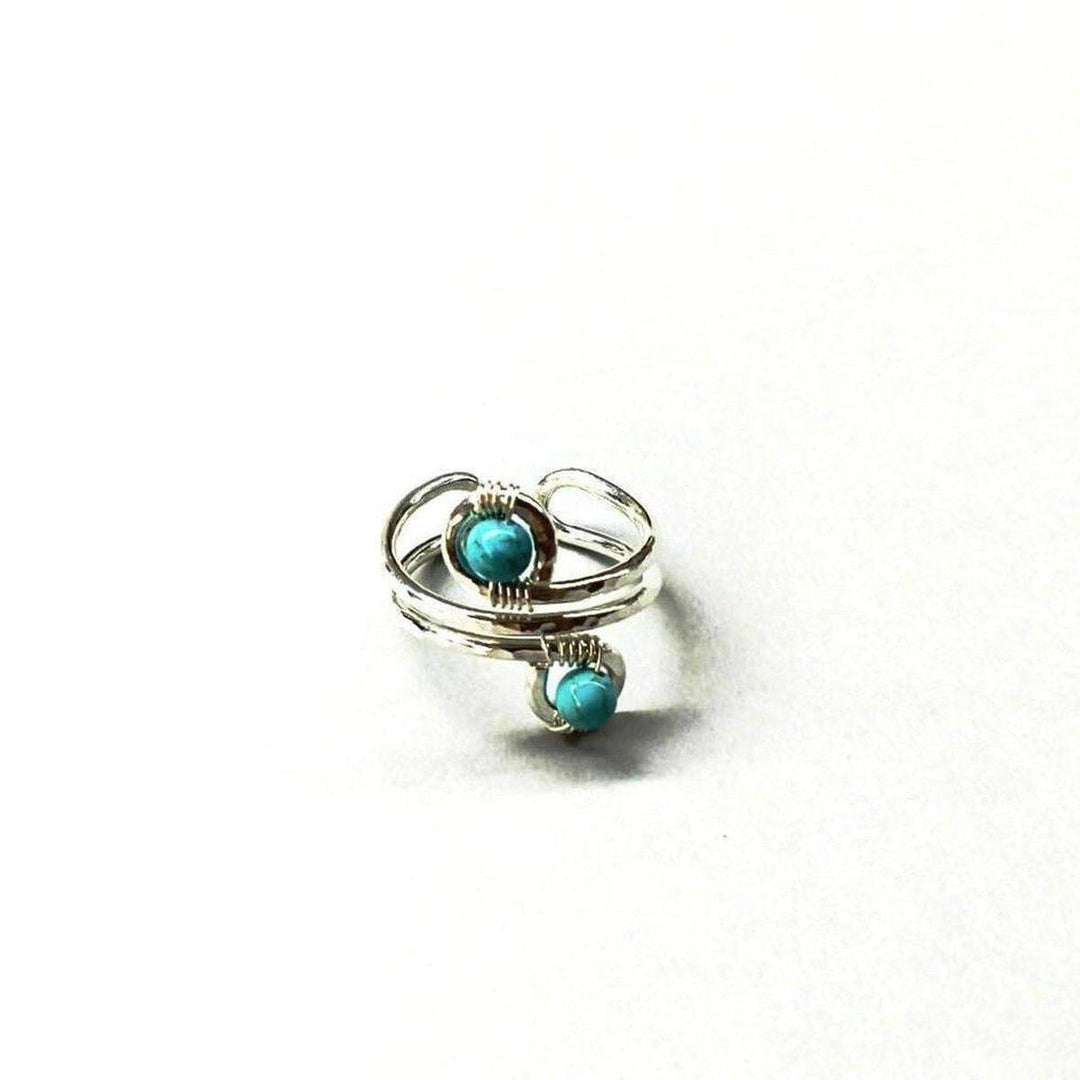 Sterling Silver Turquoise Adjustable Wire Wrap Finger Toe Ring Ring/Toe Ring Alexa Martha Designs 