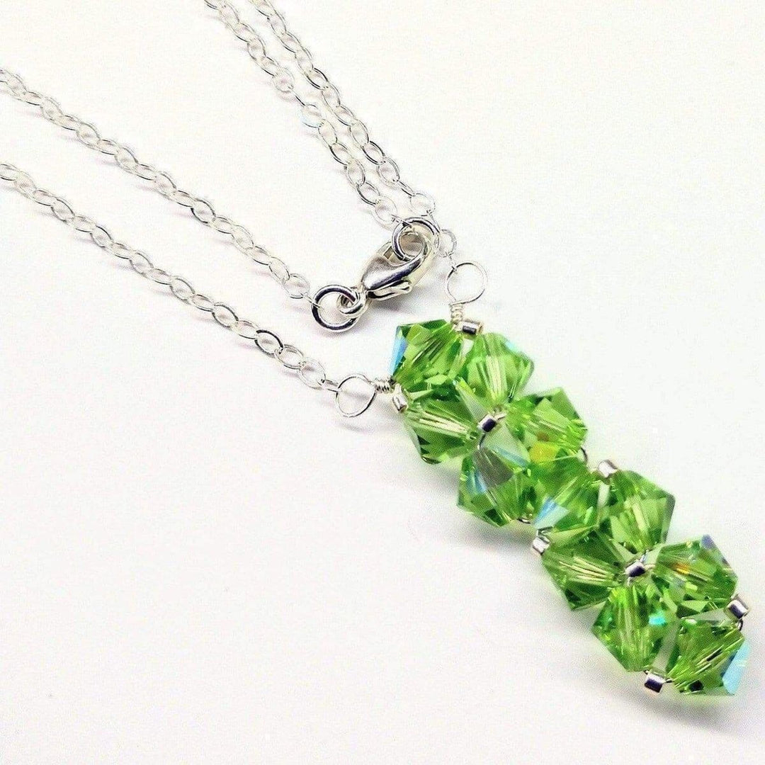 Silver Vertical Beaded Crystal Bar Necklace Necklace Alexa Martha Designs 18 inches Light Green 