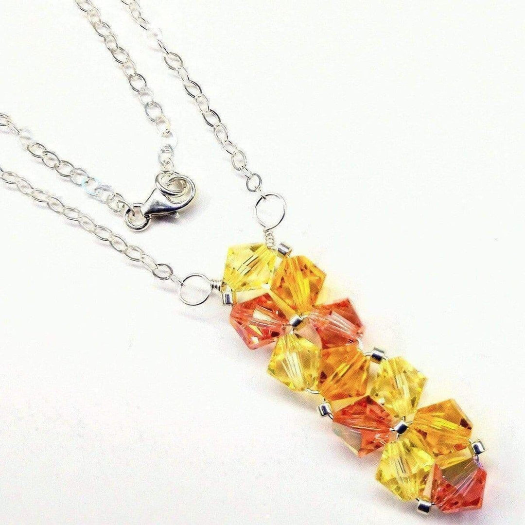 Silver Vertical Beaded Crystal Bar Necklace -Necklace - Alexa Martha Designs