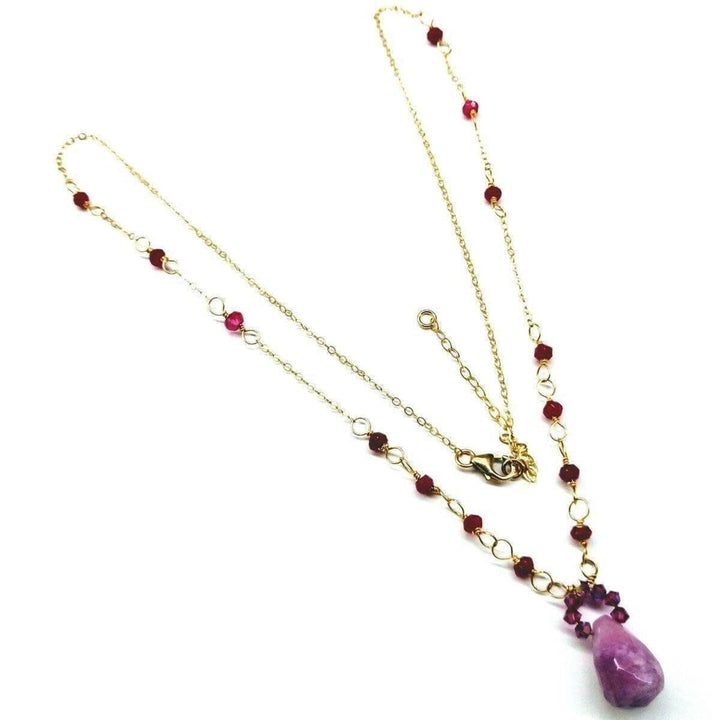 Lavender Jade Drop Gemstone Wire Wrapped 14KT Gold Filled Necklace Necklaces Alexa Martha Designs 