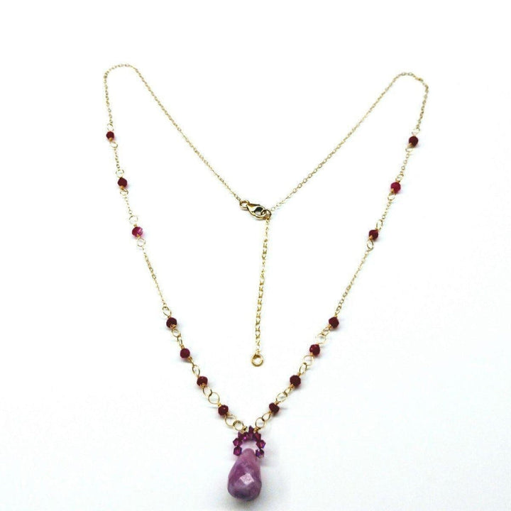 Lavender Jade Drop Gemstone Wire Wrapped 14KT Gold Filled Necklace - Necklaces - Alexa Martha Designs   