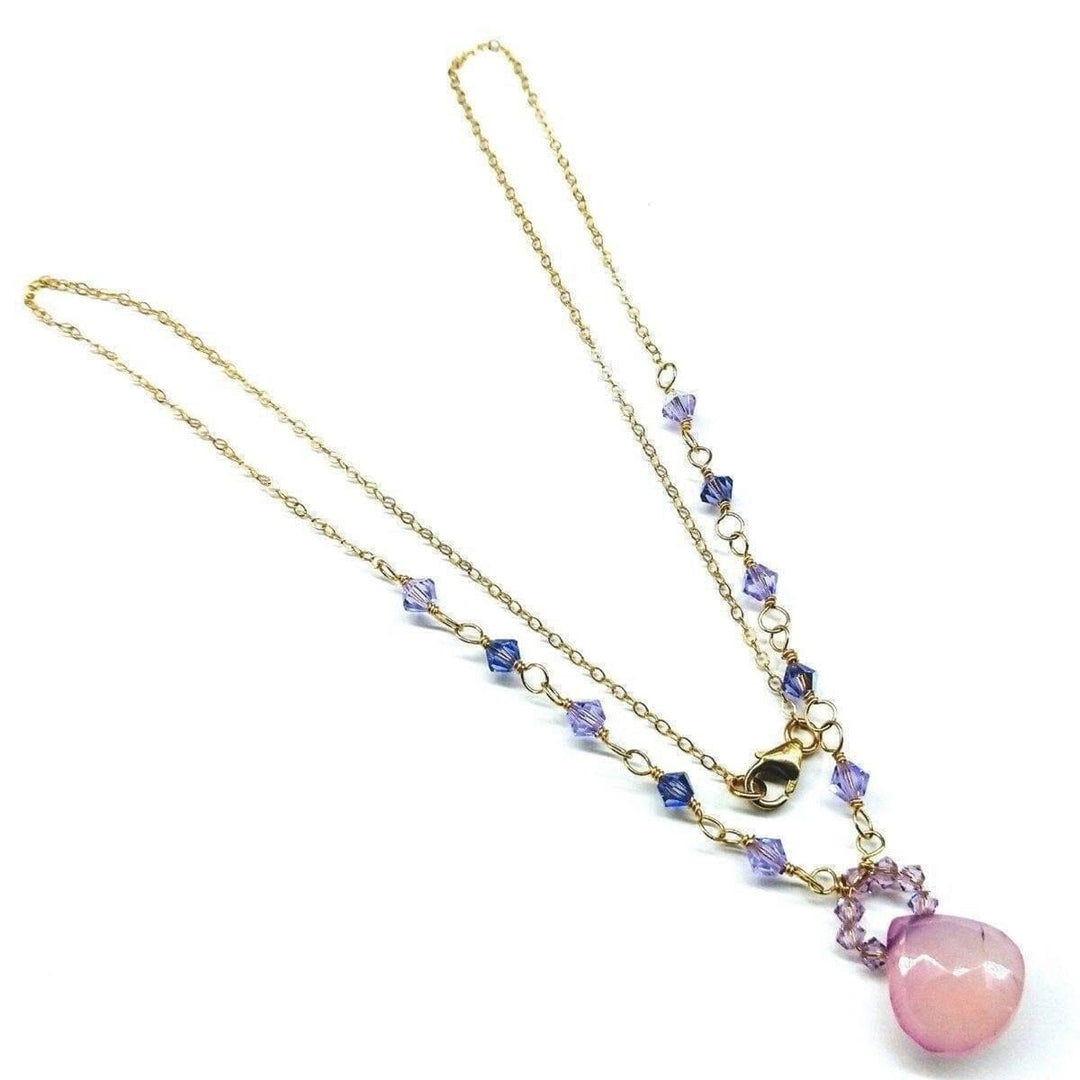Purple Chalcedony Drop 14 KT Gold Filled Gemstone Collier Necklace Necklaces Alexa Martha Designs 