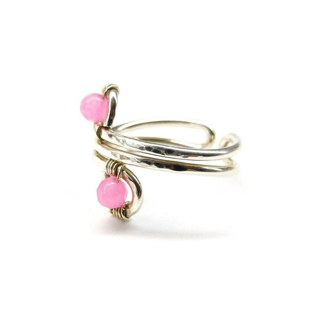 Wire wrapped Sterling Silver Pink Jade Adjustable Finger Toe Ring Ring/Toe Ring Alexa Martha Designs 
