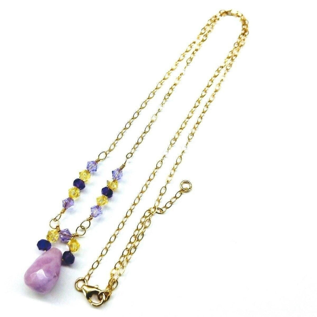 Lavender Candy Jade Drop Gold Wire Wrapped Necklace Necklaces Alexa Martha Designs 