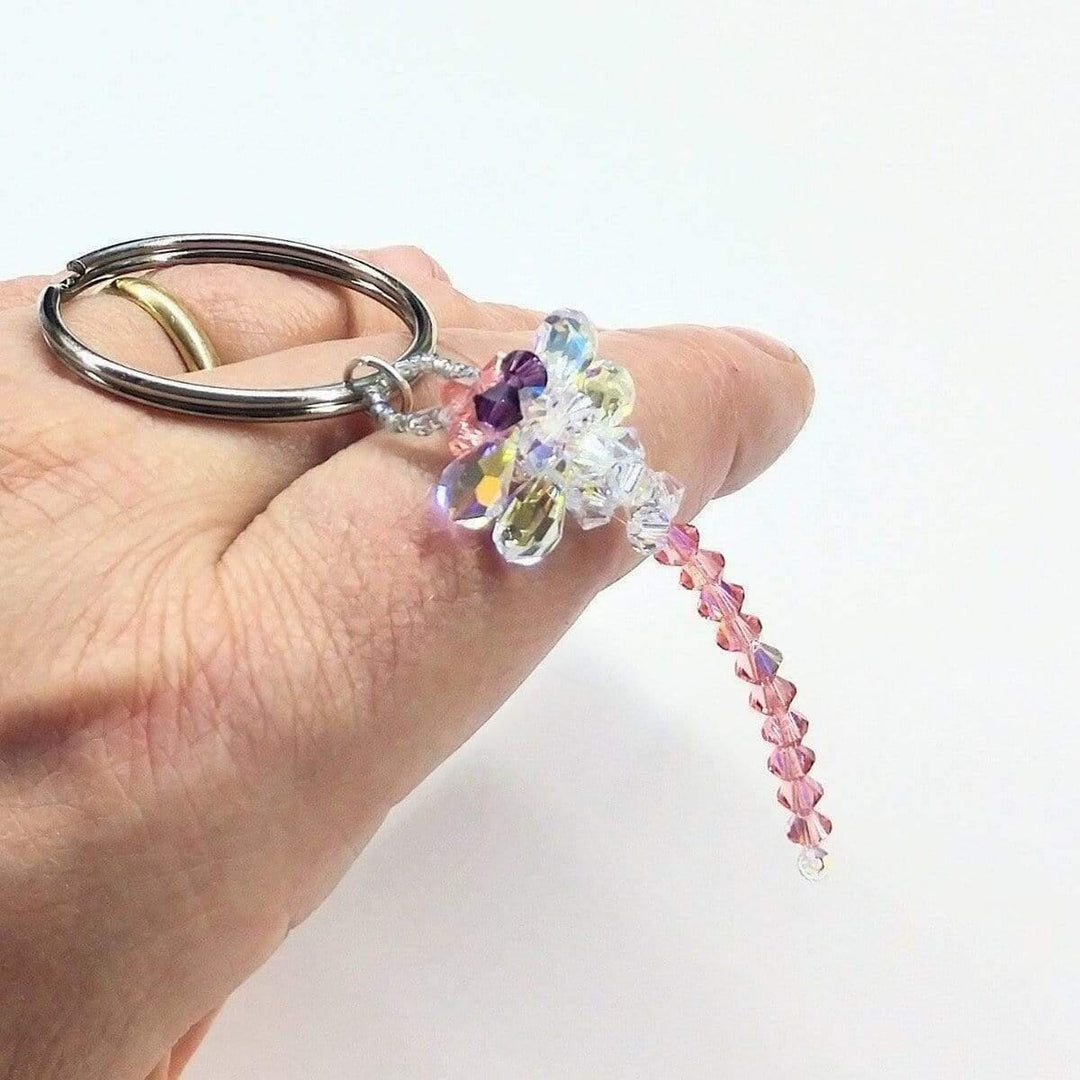 Swarovski Crystal Rose Peach Dragonfly -Key Chain - Alexa Martha Designs