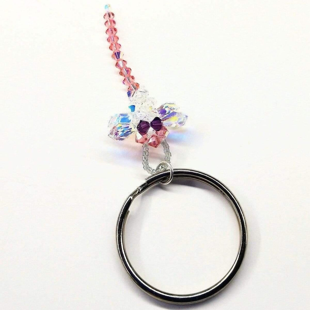 Swarovski Crystal Rose Peach Dragonfly -Key Chain - Alexa Martha Designs